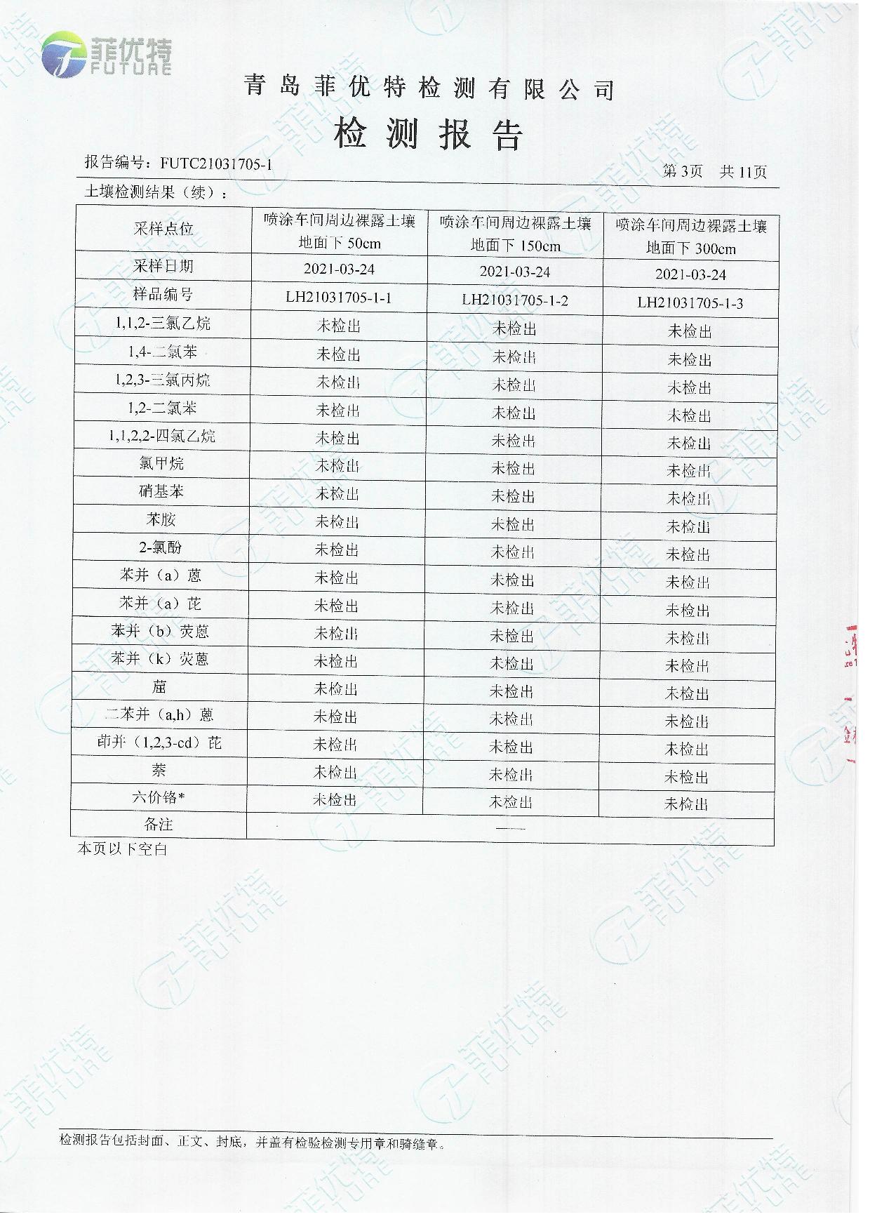 青岛罗美evo视讯新材料制造有限公司土壤及地下水检测公示（2021年）(图4)