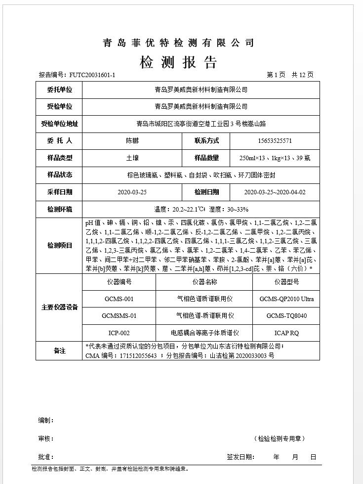 青岛罗美evo视讯新材料制造有限公司土壤监测报告(2020年度)(图2)